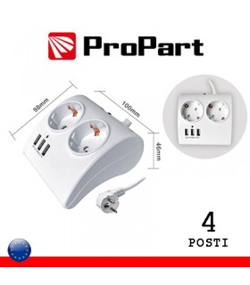 Regleta enchufes mesa 2pos Schuko + 3 USB plug - MATERIAL