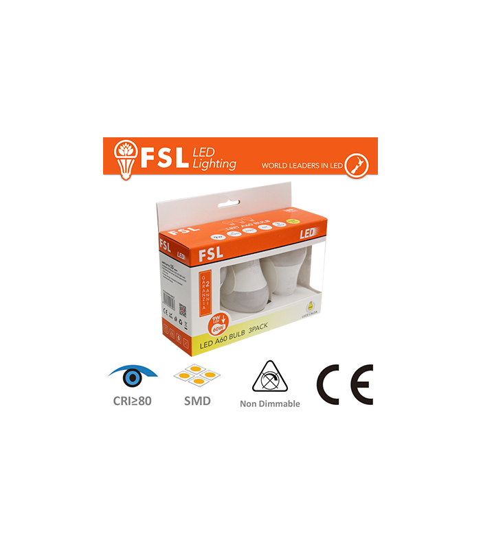 PROMO 3PACK A60 - 12W 4000K 1100LM CRI80 E27 - ILUMINACION FSL 
