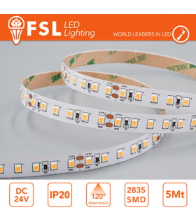 Tira LED 5m IP20 2835 24V 20W/m 240led/m WHI 6500K -