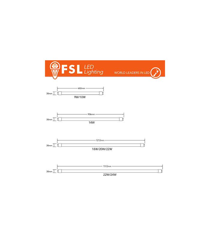 T8 LED Tubo - 14W 1130LM 4000K G13 - ILUMINACION FSL  -   -