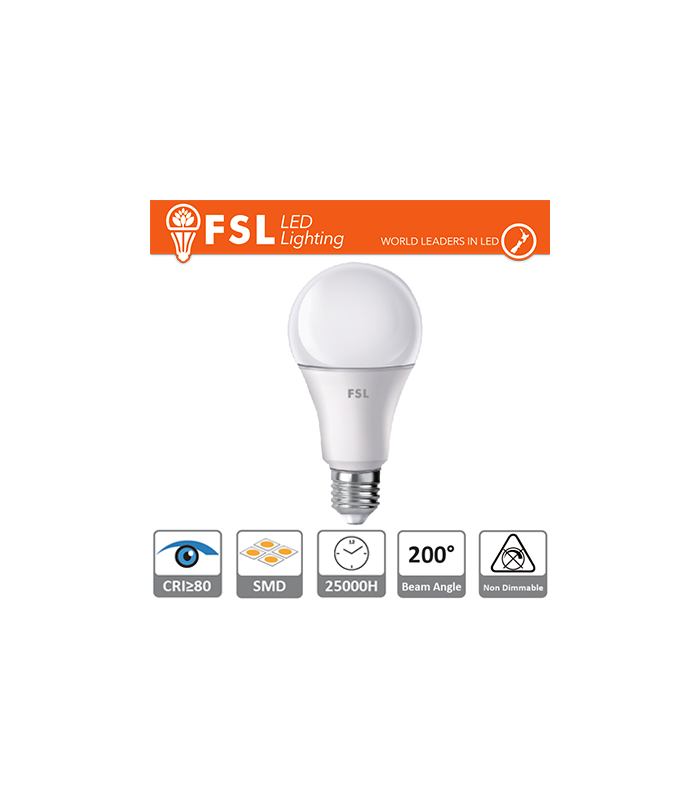 BOMBILLA A60 - 15W 3000K 1150LM CRI80 E27 - ILUMINACION FSL  -