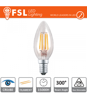 C35 - 4W 2700K 400LM 300º CRI80 E14 15.000h - ILUMINACION FSL