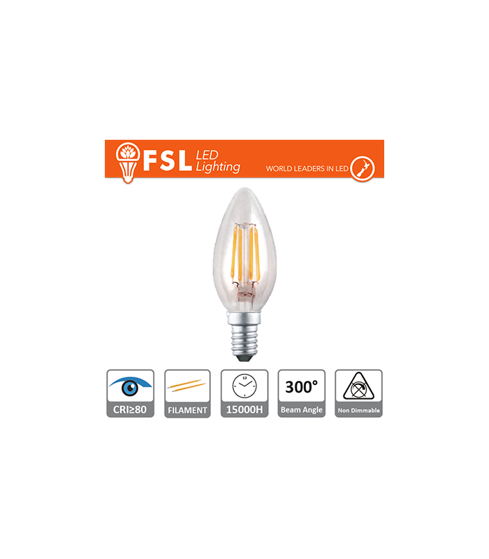 C35 - 4W 2700K 400LM 300º CRI80 E14 15.000h - ILUMINACION FSL