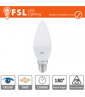 C37 - 5,5W 6500K 480LM 200º CRI80 E14 15.000h - ILUMINACION FSL
