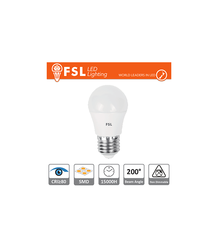 G45 - 5,5W 6500K 480LM CRI80 E27 15.000h - ILUMINACION FSL  -  