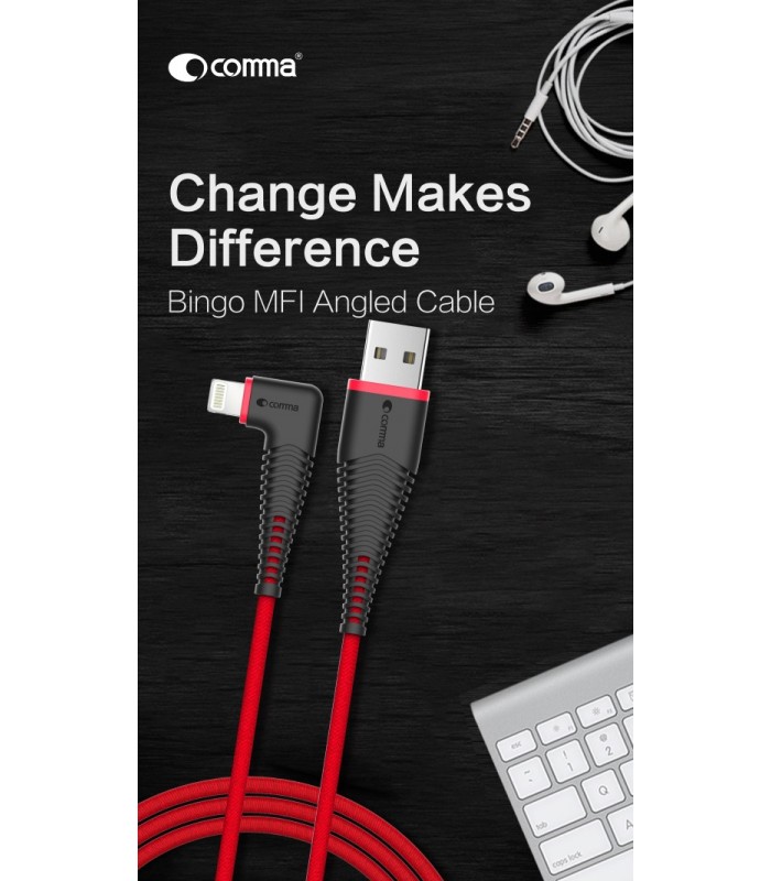 Cable Bingo MFI Apple Lightning Angulado Rojo - MY PHONE DEVIA 
