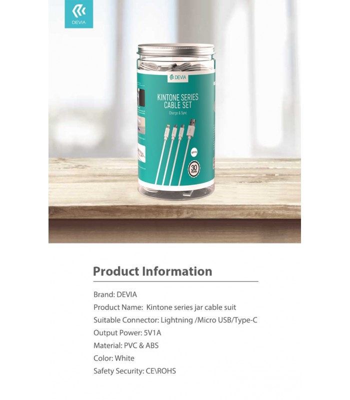 Kintone series cable set Lightning Apple 30PCS - MY PHONE DEVIA