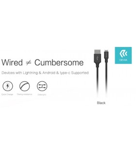 Pheez Series Cable Lightning (2.4A, 2M) negro - MY PHONE DEVIA