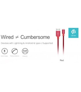 Pheez Series Cable for Lightning (2.4A, 2M) Red - MY PHONE