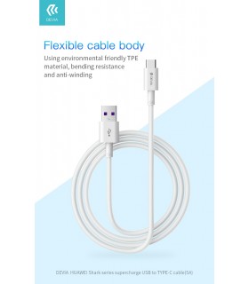 Cable supercharge USB to TYPE-C (5A 1.5m) blanco - MY PHONE