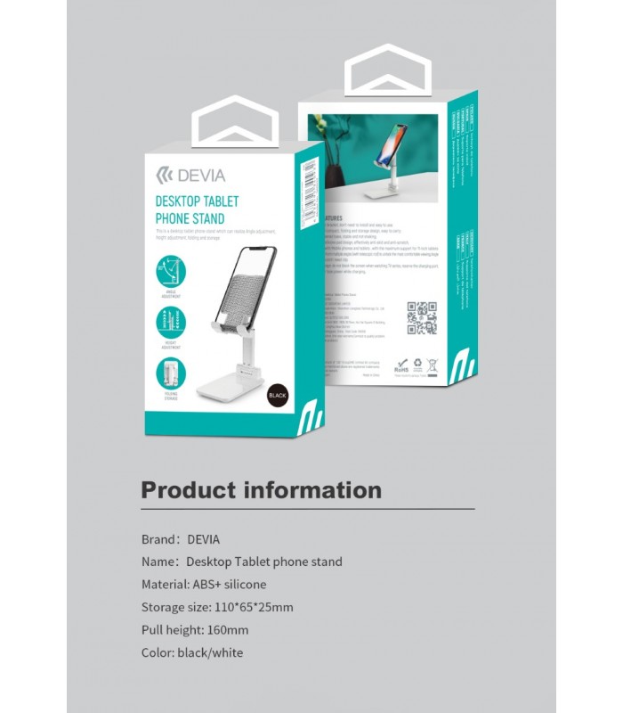 Soporte escritorio tablet/telefono ajustable blanc - MY PHONE