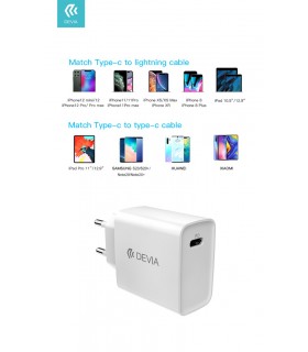 Cargador rápido PD serie Smart EU 20 watts - MY PHONE DEVIA  -