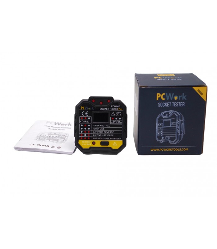 Probador enchufes PCWork PCW06B - EQUIPOS DE MEDICION Y PRUEBA 