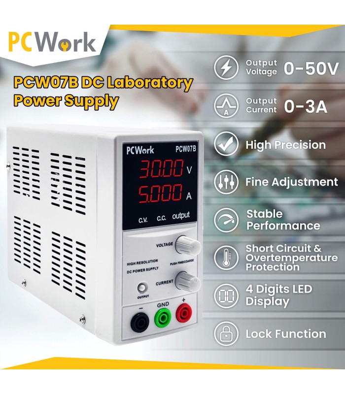Fuente alimentación laboratorio PCWork PCW07B - EQUIPOS DE