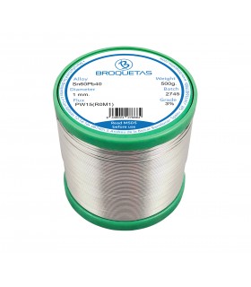 ESTAÑO BROQUETAS SN60PB40 500GR 1MM - ESTAÑO  -   -
