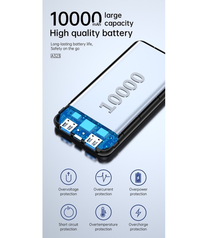 POWER BANK ASPOR 10000mah 2S NEGRO - power bank  -   - 