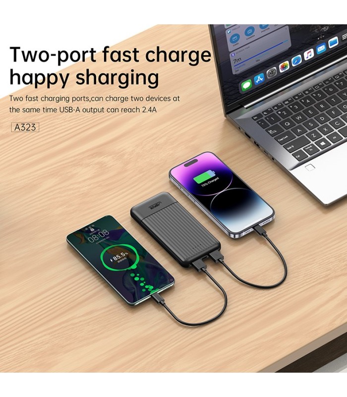 POWER BANK ASPOR 10000mah 2S NEGRO - power bank  -   - 