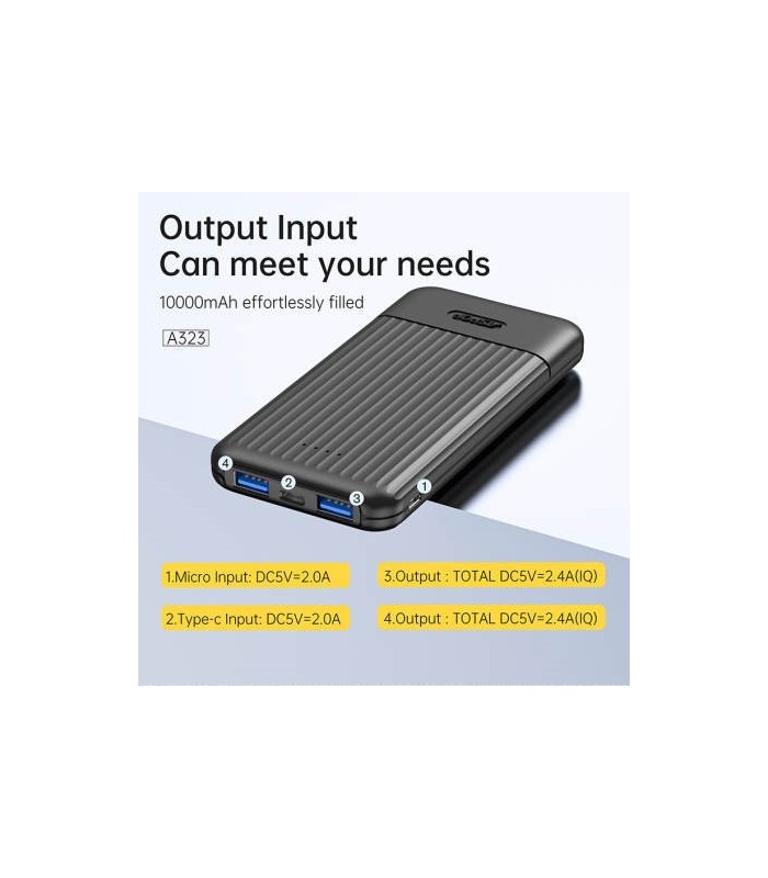 POWER BANK ASPOR 10000mah 2S NEGRO - ACCESORIOS TELEFONIA  -  