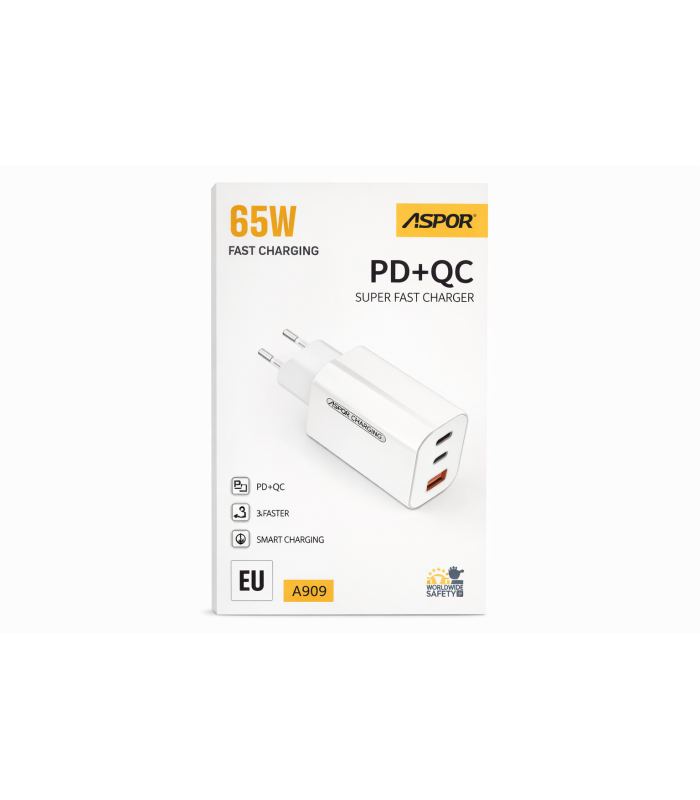 CARGADOR RAPIDO USB-A/X2 USB-C 65W PD-QC - ACCESORIOS TELEFONIA