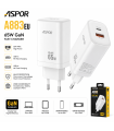 CARGADOR RAPIDO USB-A/X2 USB-C 65W GaN65
